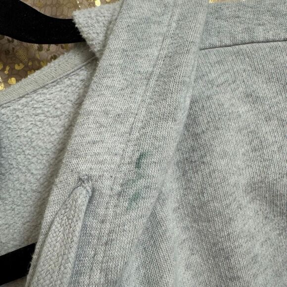 PINK Victorias Secret Heather Gray White Logo Zip Hoodie Medium Flawed - Picture 5 of 7